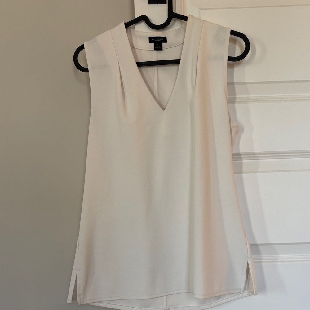 Ann Taylor Cream Sleeveless Blouse